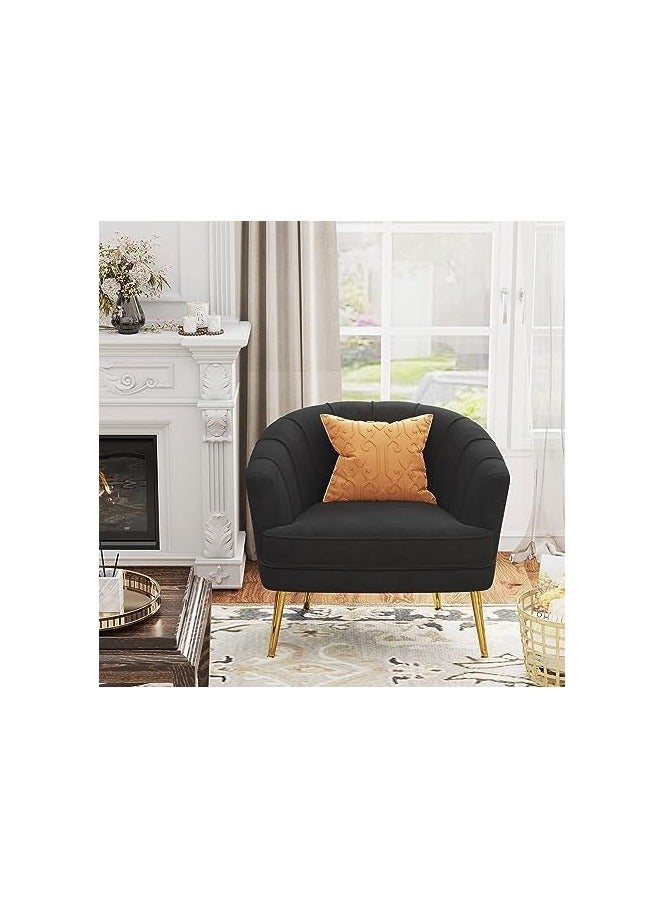 Velvet Accent Chairs For Living Room Bedroom Office Upholstered Single Sofa Chair Arm Chair Comfy Chair Reading Club Coffee Chair With Metal Legs