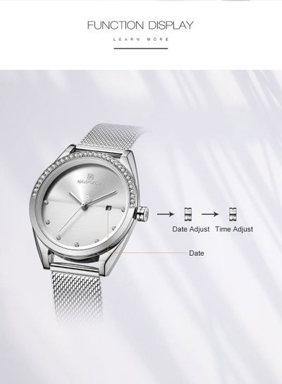 NAVIFORCE Luxury Fashion Simple Diamond Women Watch Stainless Steel Waterproof Wristwatch with Date NF5015