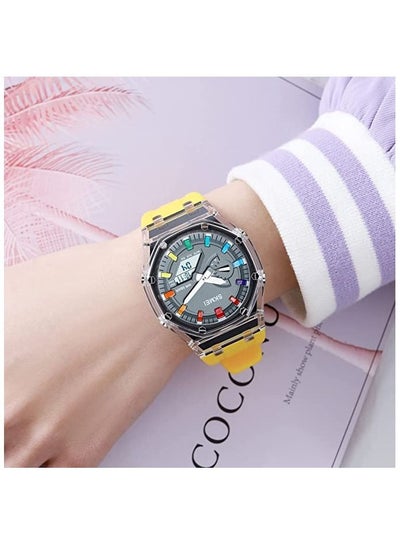 Skmei 2100 Men's Quartz Watch Leather Wrist watch Mutifunctional Sports Watch - Yellow