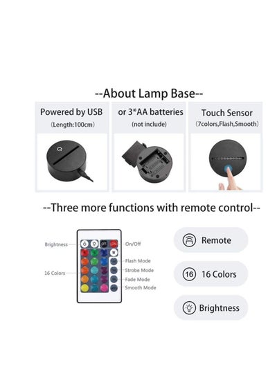 3D Night lamp USB Battery Desk lamp Headlights-USB 11 colors Light
