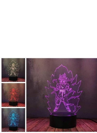 Anime3D Illusion Lamp New Year Gift Night Light Bedside Table Lamp 16-Color Dimmable with Remote Smart Touch (Color : Dragon Ball Super Saiyan)