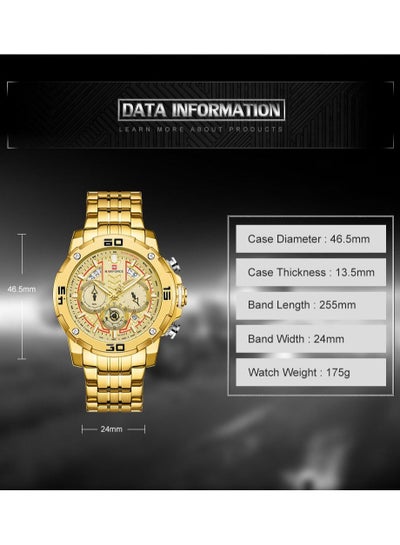 NAVIFORCE NF9175 Golden Stainless Steel Chronograph Watch For Men