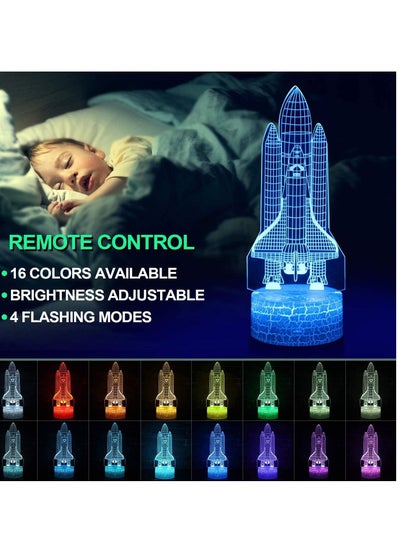 Rocket 3D Illusion Lamp Night Light for Kids,Rocket Toys for Boys,7 Years Boys Birthday Present, Boy Gift Age 10 9 8 7 6 5, Space Gift for Boys