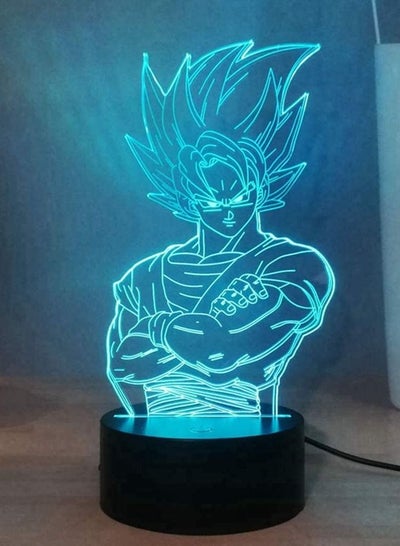 Dragon Ball Z LED Night Lights Kakarotto 3D Acrylic Table Lamp Super Saiyan Bedroom Sleeping Night Lamp Son Goku 7colors Desk Lamp, Anime Home Decor Light Children Birthday New Year Presents