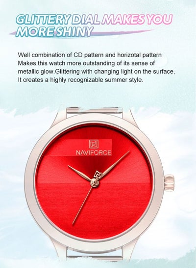 2023 جديد وصول NAVIFORCE NF5027 رومانسية ساحرة كوارتز نساء ساعات فاخرة سوار فولاذي غير قابل للصدأ الأحمر الهاتفي سيدة ساعة reloj mujer