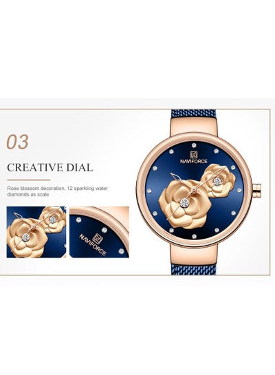 NAVIFORCE Women Luxury Creative Design Watch Stainless Steel Mesh Band Watches for Lady NF5013