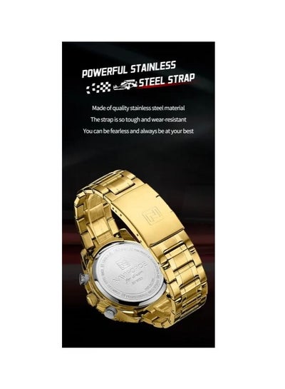 NAVIFORCE Watch for Men Fashion Sport with Casual Stainless Steel Strap Waterproof Analog Digital Dual Display Chronograph Military Quartz Wrist Watch NF9182