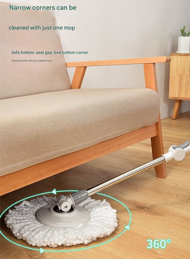 Spin Mop and Bucket Set with Detachable Spinning Bucket, Wheels, Stainless Steel Telescopic Handle and Reusable Microfiber Mop Heads, 6L Bucket for Effortless and Deep Floor Cleaning on All Surfaces