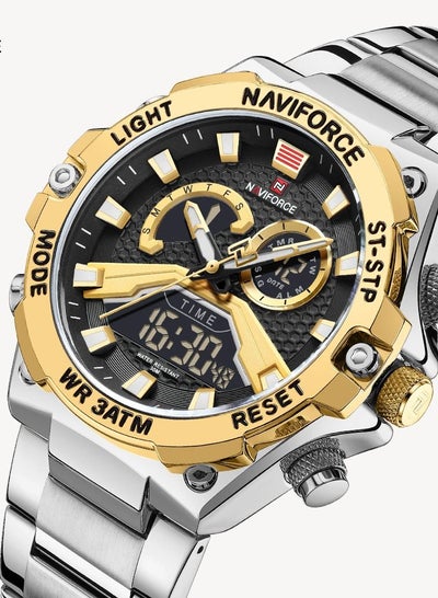 NAVIFORCE NF9207 ساعات رجالية عسكرية موضة كوارتز مضيئة عرض مزدوج مقاوم للماء ذكر LED منبه رقمي ساعة Reloj Hombre