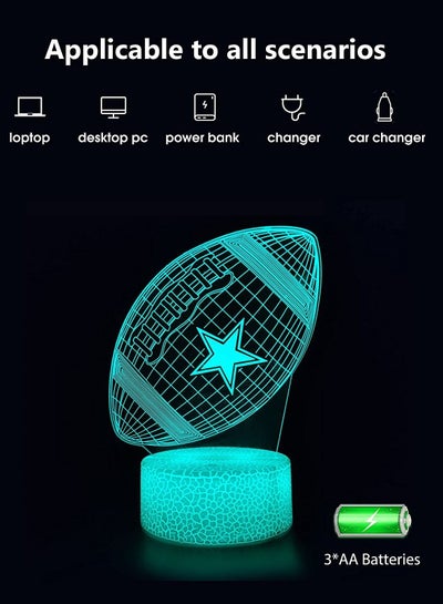 3D LED Night Light Lamp, baseball cap, Football Helmet, Basketball Flat Acrylic Optical Illusion Lighting Lamp with 16 Colors Touch Sensor with Remote Control, Sports Fan Nightlight Gift for Kids Boys