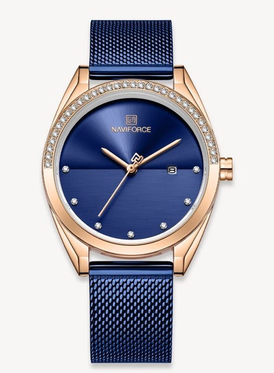 NAVIFORCE Luxury Fashion Simple Diamond Women Watch Stainless Steel Waterproof Wristwatches with Date NF5015