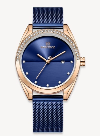 NAVIFORCE Luxury Fashion Simple Diamond Women Watch Stainless Steel Waterproof Wristwatches with Date NF5015