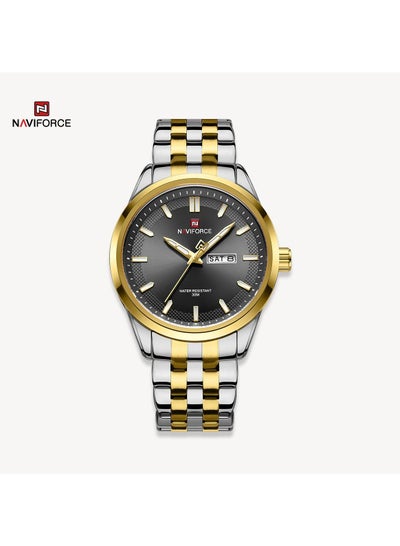 ساعة Naviforce NF9203 للرجال تصميم المدرسة القديمة كاجوال كلاسيكي للتاريخ اليومي كوارتز هدية للرجال
