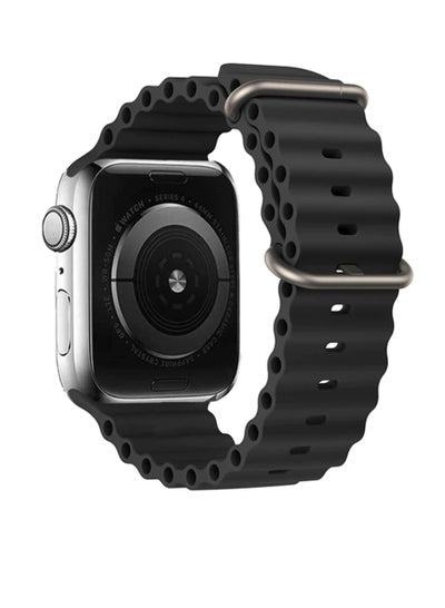 Silicone Ocean Strap Compatible With Apple Watch Band 42 44 45 & 49mm Black