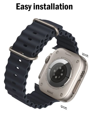 Silicone Ocean Strap Compatible With Apple Watch Band 42 44 45 & 49mm Black