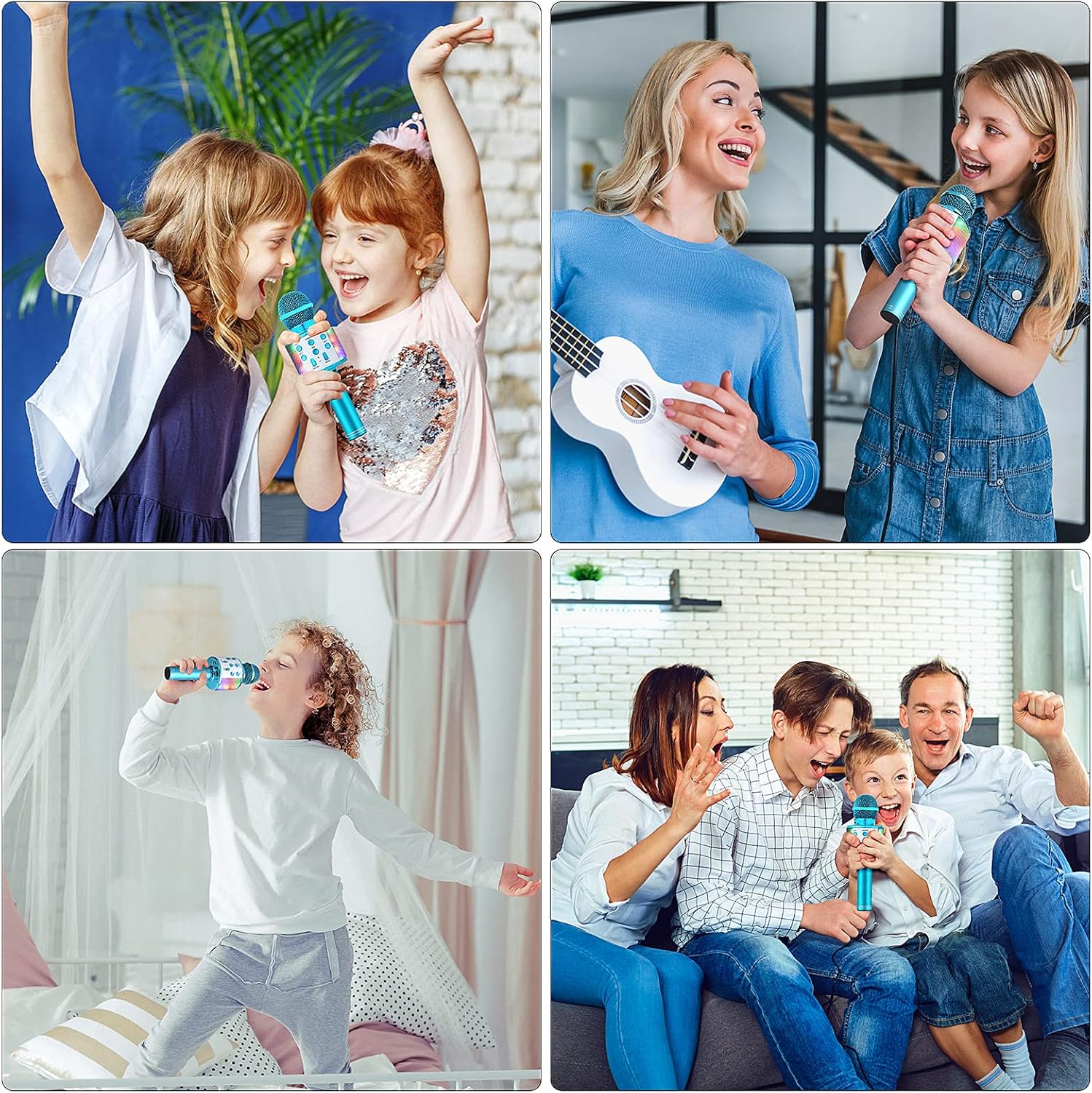 ميكروفون كاريوكي متغير الصوت من ميلرونغ للأطفال الذين يغنون، 5 في 1 ميكروفون لاسلكي يعمل بالبلوتوث مع أضواء LED، جهاز كاريوكي محمول، ميكروفون ومكبر صوت ومشغل مسجل للمنزل والحفلات وأعياد الميلاد