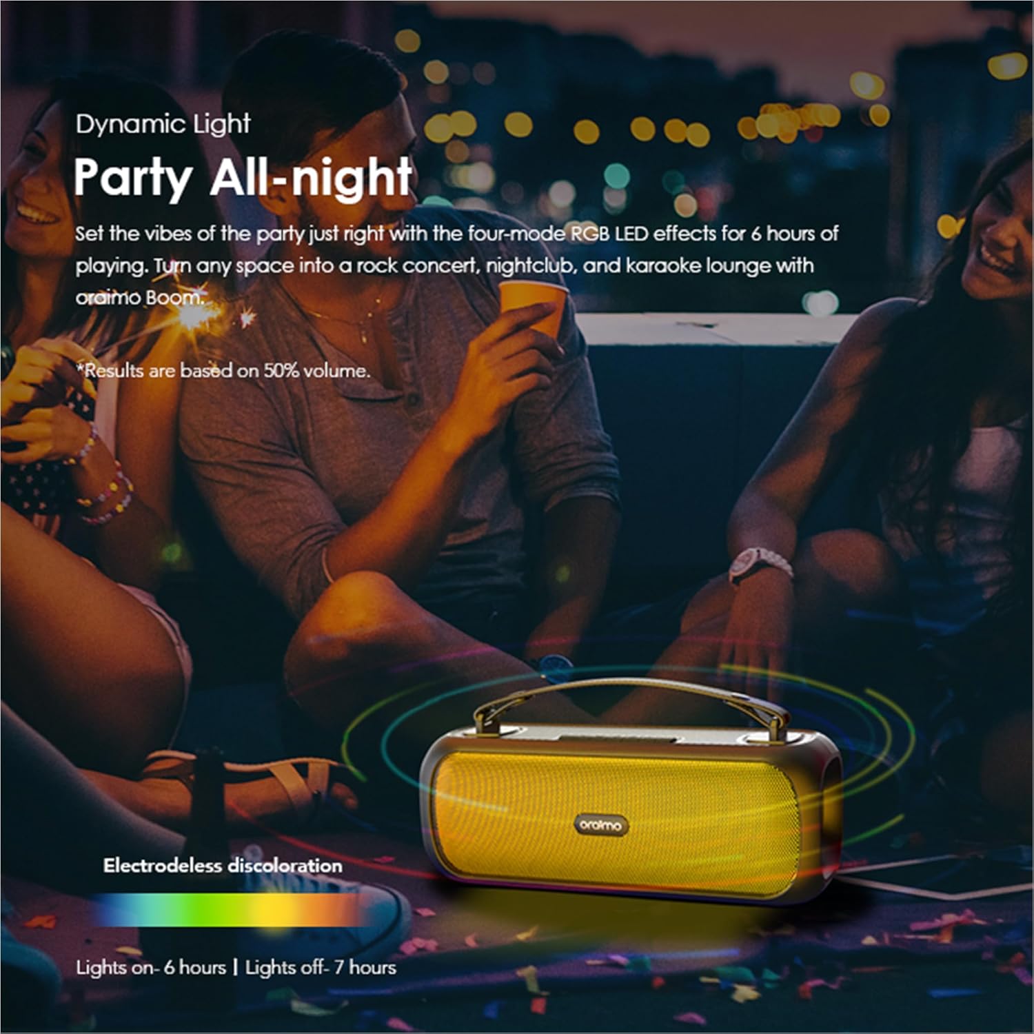 مكبر صوت لاسلكي Oraimo Boom OBS-75DBLK BT V5.0 85Hz-16KHz 30W-3600mAh أسود