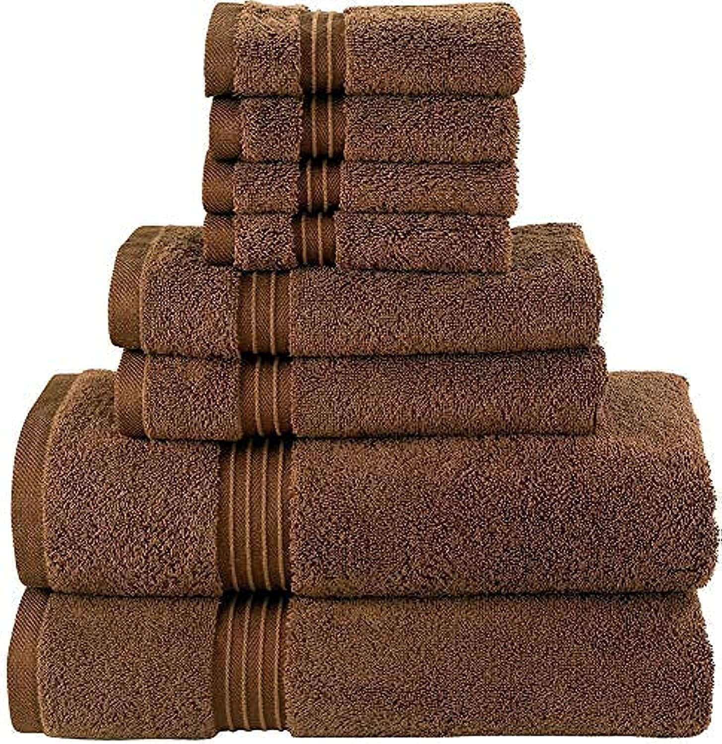 Comfy 8 Piece 100% Combed Cotton 550 GSM Highly Absorbent Towel Set - Brown