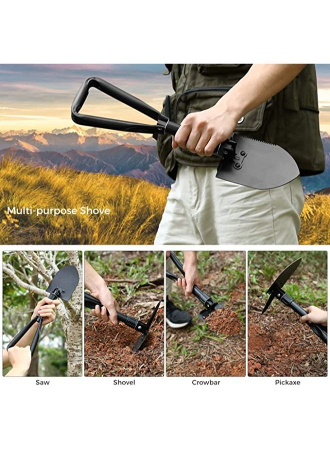 Mini Folding Shovel High Carbon Steel, Portable Lightweight Outdoor Tactical Survival Foldable Mini Shovel, Entrenching Tool, Camping, Hiking, Digging, Backpacking, Car Emergency