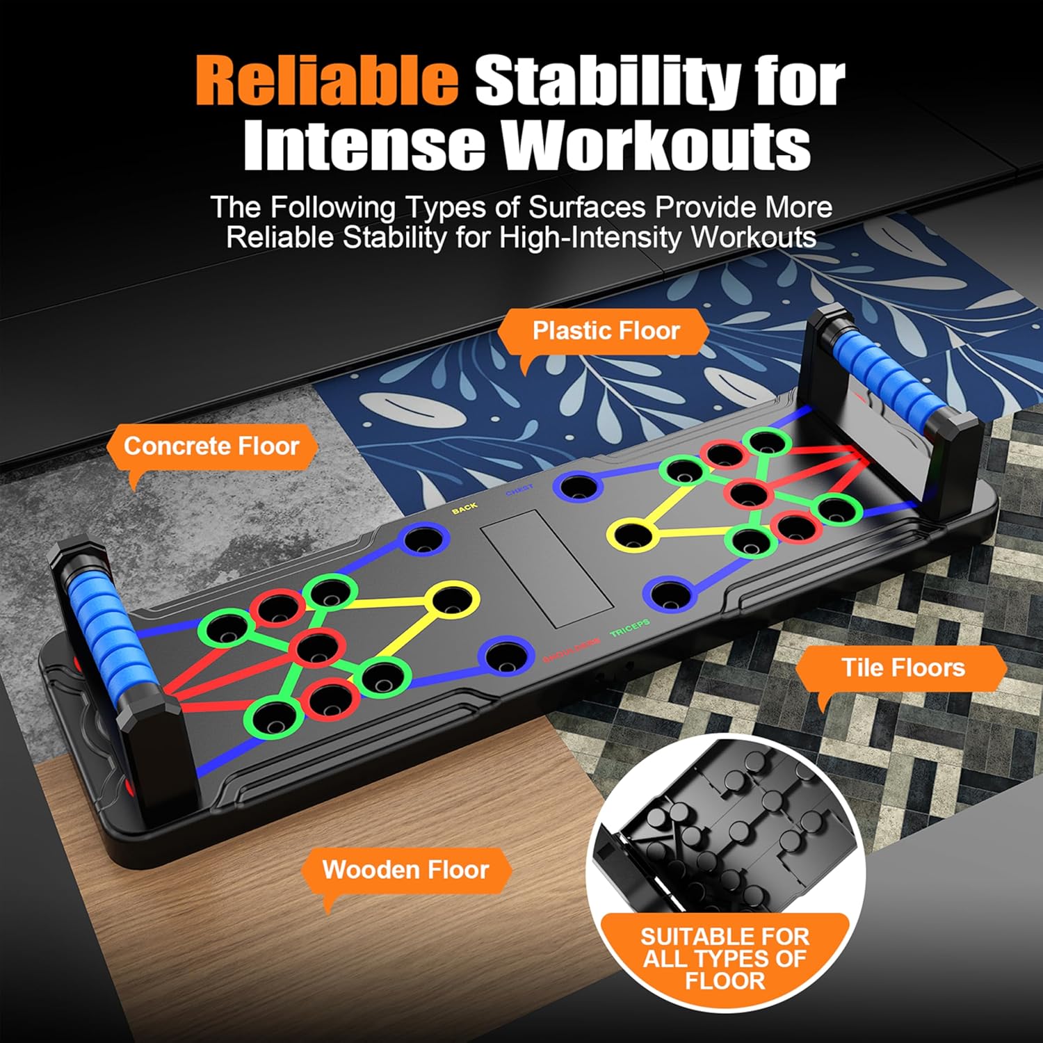 Solid Push Up Board 15 in 1 Home Workout Equipment Multi-Functional Pushup Stands System Fitness Floor Chest Muscle Exercise Professional Equipment Burn Fat Strength Training Arm Men & Women Weights,