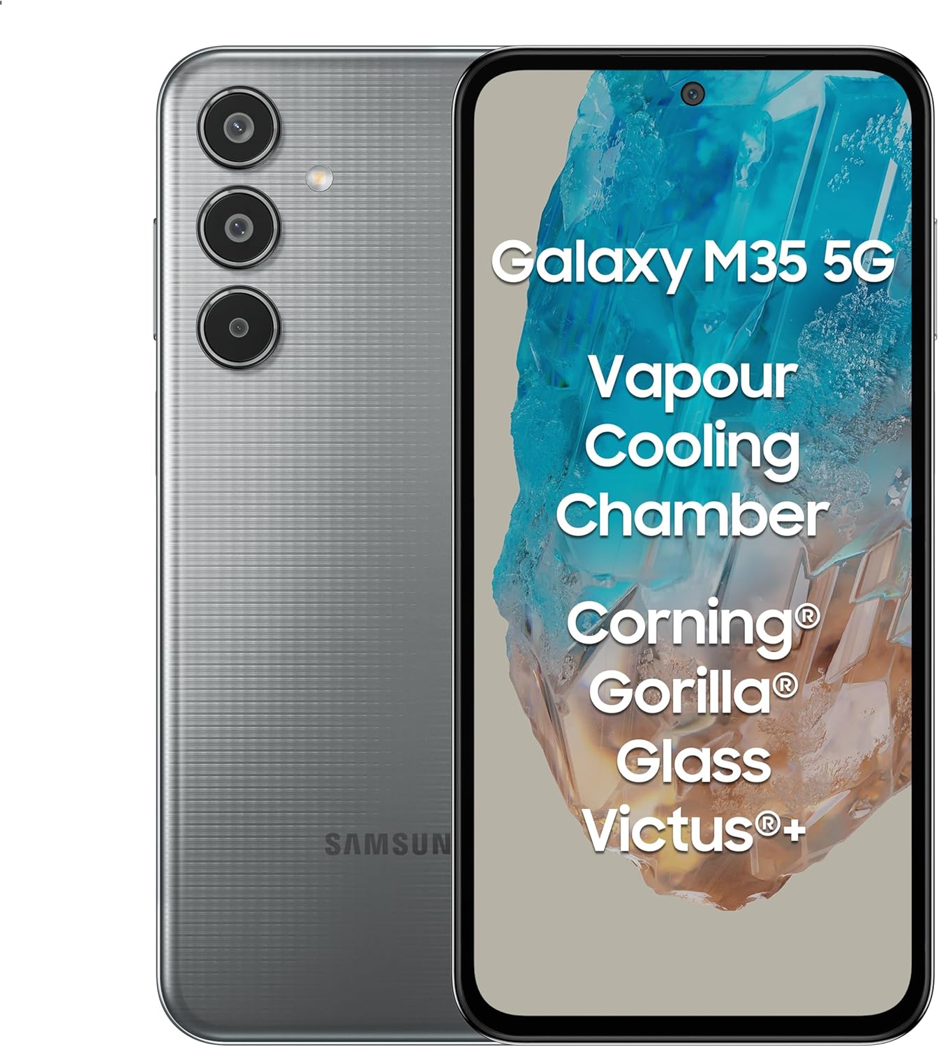 Samsung Galaxy M35 5G (Thunder Grey,6GB RAM,128GB Storage)| Corning Gorilla Glass Victus+| AnTuTu Score 595K+ | Vapour Cooling Chamber | 6000mAh Battery | 120Hz Super AMOLED Display| Without Charger
