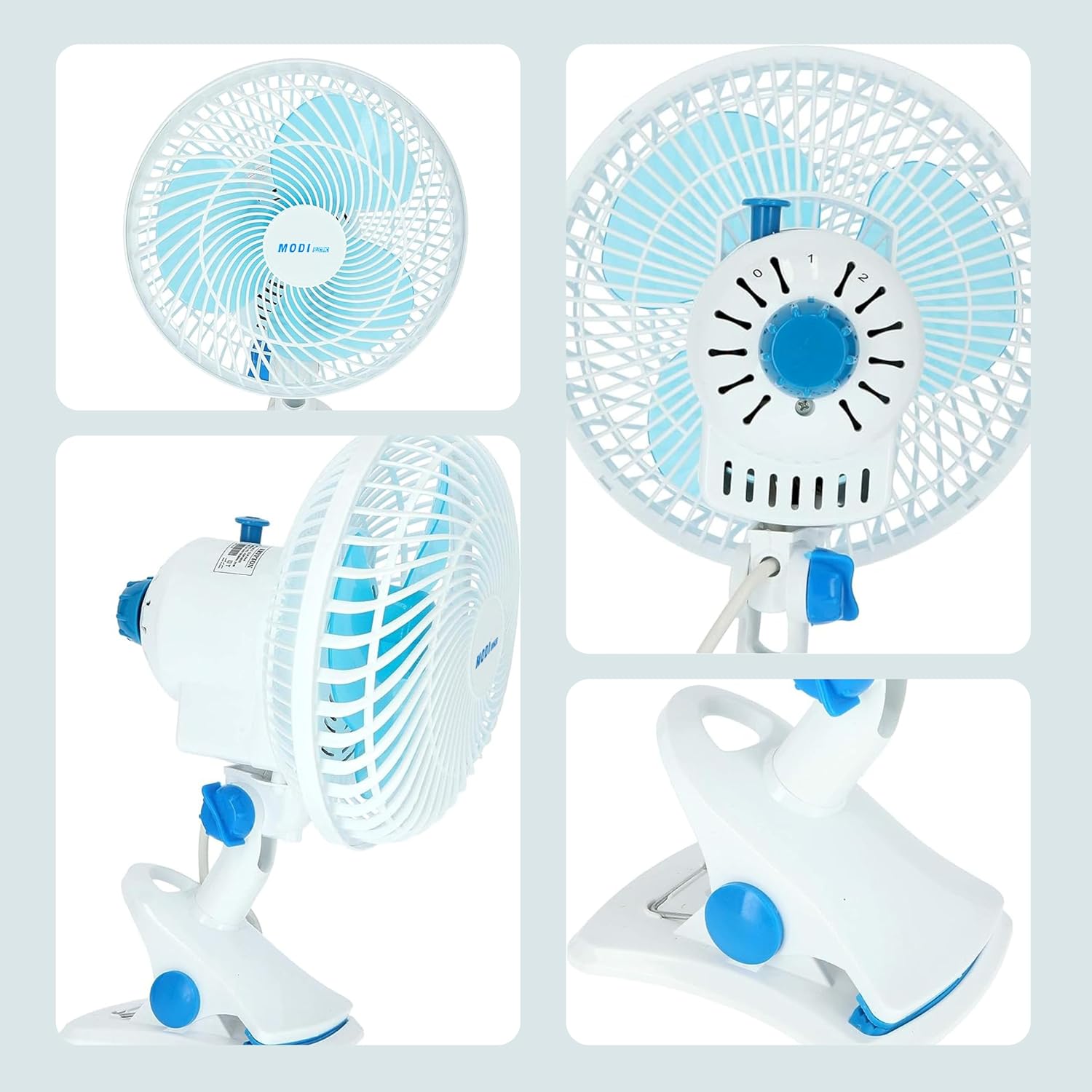 V.MAX MODI 180° Mini Clip Fan - 6 Inch | Desktop Portable Small Electric Fan White | 210x200x216mm Two Pin Plug Wire Small Fan for Home, Office