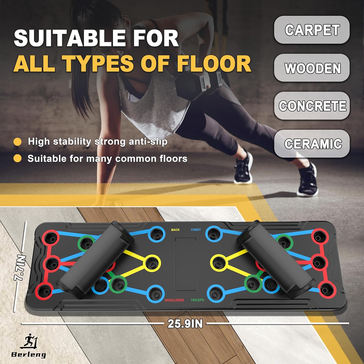 Solid Push Up Board 15 in 1 Home Workout Equipment Multi-Functional Pushup Stands System Fitness Floor Chest Muscle Exercise Professional Equipment Burn Fat Strength Training Arm Men & Women Weights,