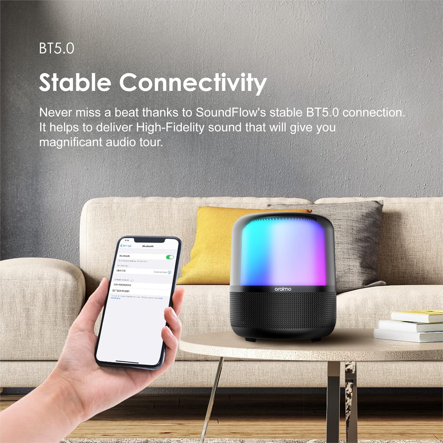Oraimo SoundFlow OBS-72DBLK Wireless Speaker BT V5.1 50Hz-20KHz 50W-6000mAh Black