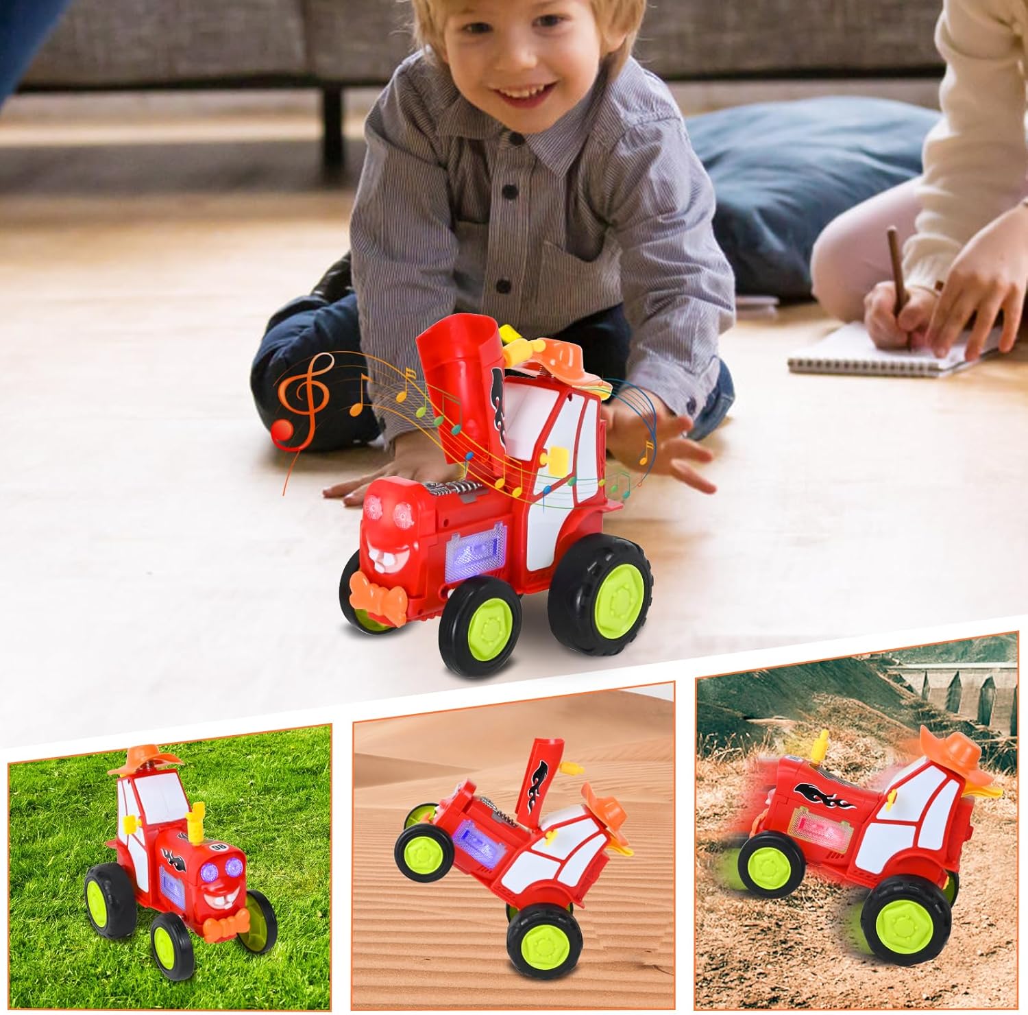 Neragron Remote Control Car, Crazy Jumping Dancing Car Toy, Double Sided RC Trucks with Headlights and Music, Wireless Remote Control Rocking Car for Kids Birthday Gift
