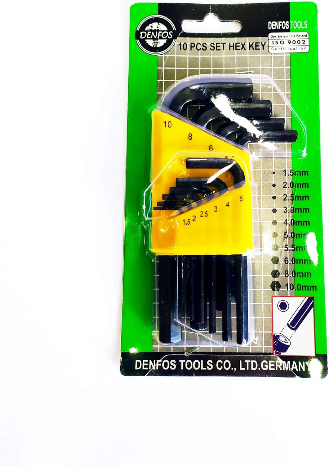 DENFOS 10 PCS HEX KEY SET (1.5mm-10mm),