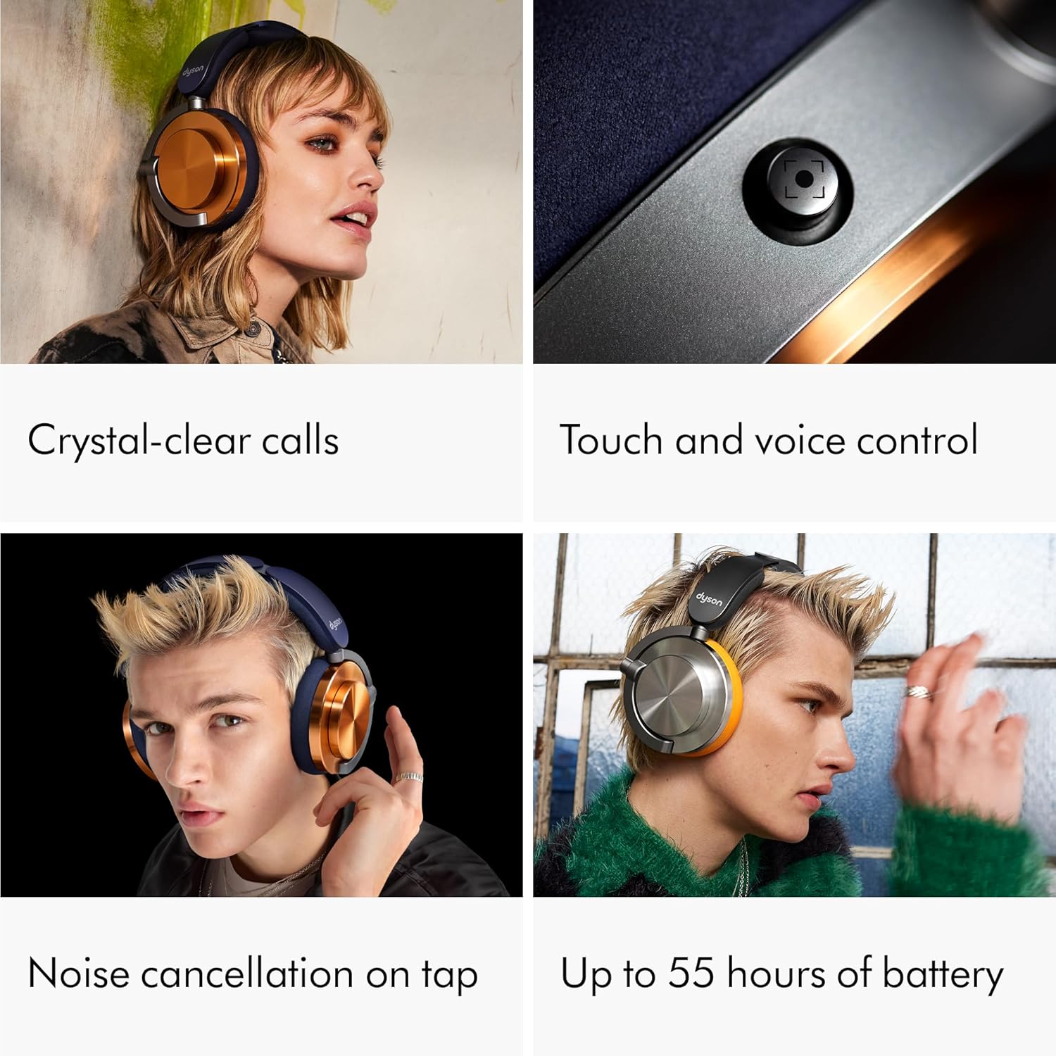 سماعات رأس Dyson OnTrac WP02 اللاسلكية بتقنية البلوتوث وإلغاء الضوضاء (سيراميك سينابار)