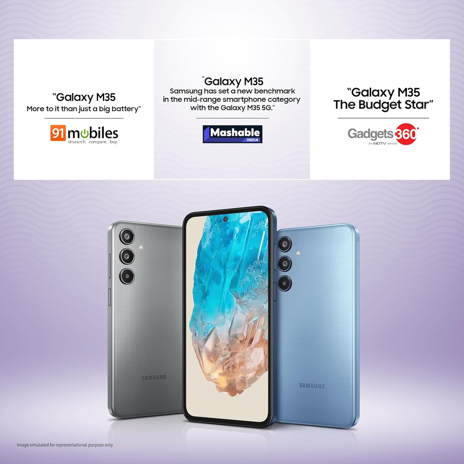 Samsung Galaxy M35 5G (6GB RAM,128GB Storage)| Corning Gorilla Glass Victus+| AnTuTu Score 595K+ | Vapour Cooling Chamber | 6000mAh Battery | 120Hz Super AMOLED Display| Dual Sim - Day Break