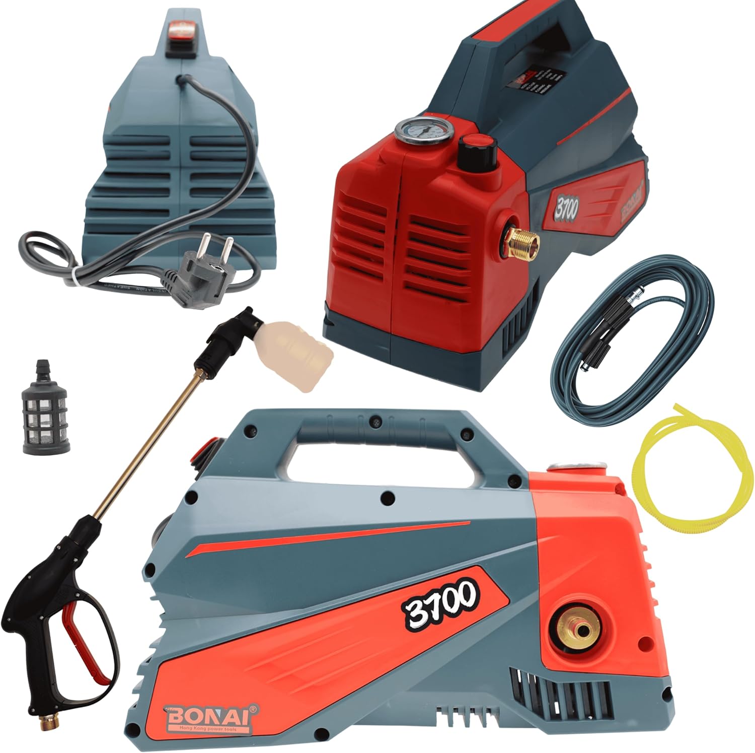BONAI 3700W High Pressure Washer BN-HK73, 10L/min Flow, 300MPa Jet Cleaner, Self-Priming Car Washer, Portable Electric Water Cleaning Machine for Patio, Garden, Driveway & Outdoor Use