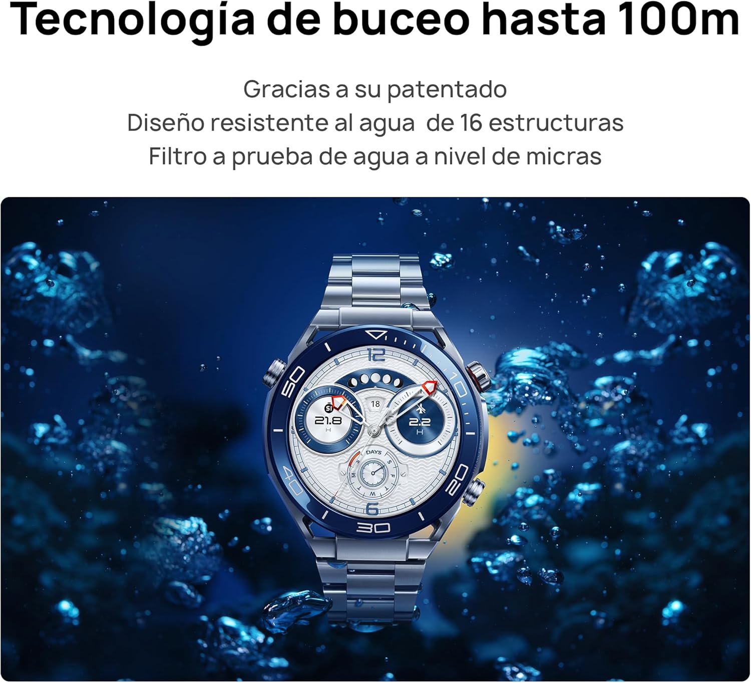 Huawei WATCH Ultimate, 1.5-inch AMOLED dial, zirconium-based liquid mineral, nano-ceramic bezel, 100m water resistant, up to 14 days battery life, Android and iOS compatible, titanium strap