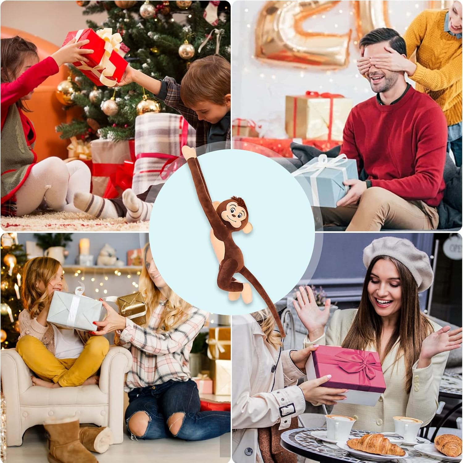 CHELEI2019 35.4" Monkey Plush Stuffed Animal,Hanging Stuffed Animal Monkey with Hand,Brown