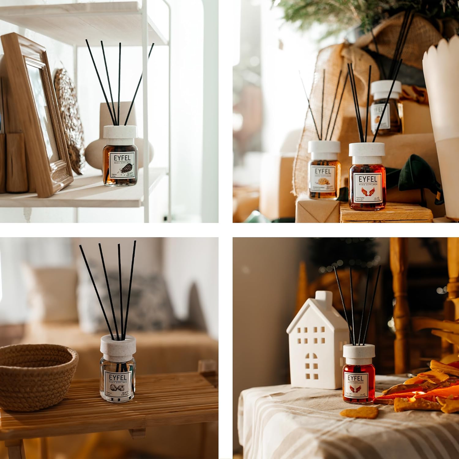 Eyfel Eau de Parfum Reed Diffuser Set - BlackBerry Scent 4.05 fl oz Oil Diffuser With Sticks for Home, Bathroom