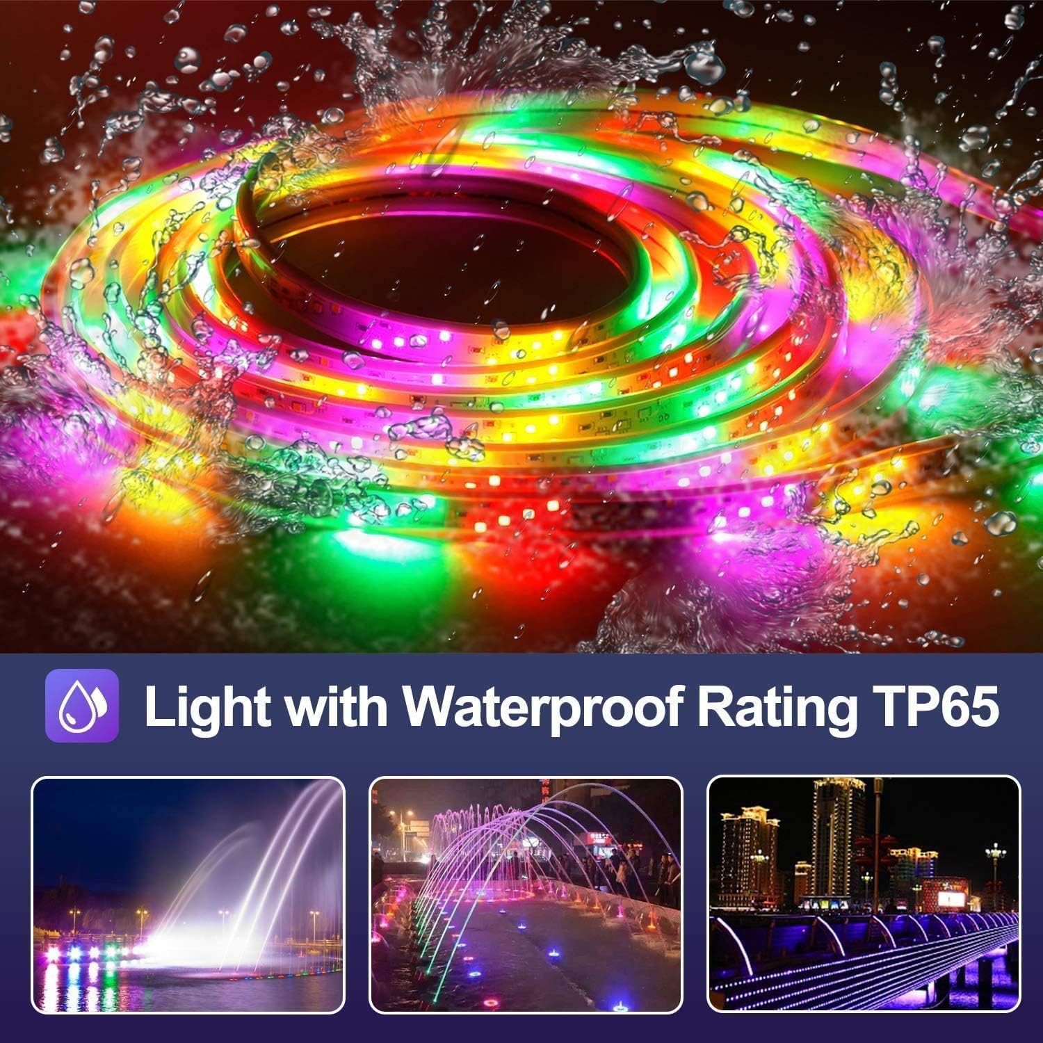 LED Strip Lights, 5m Smart Light Strips Color Changing Sync to Music, 5050 RGB Led Light Remote Control Rope Tape Lighting for Party Home Decoration Bedroom Hotel Outdoor Garden (5m bluetooth)