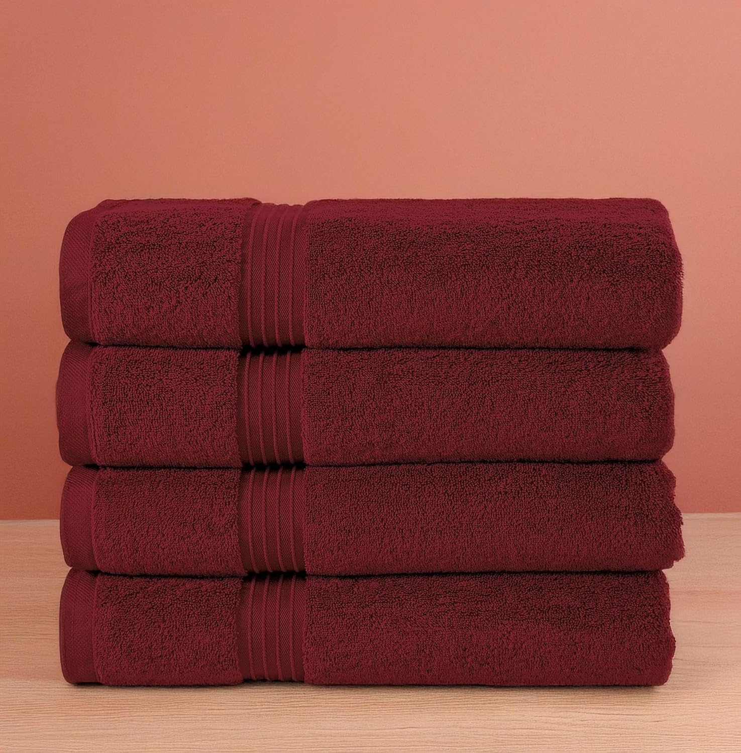 BEYTOR Luxury Bath Towels – 100% Cotton, Ultra Soft, Quick-Dry & Highly Absorbent – Plush & Durable Hotel-Quality Towels for Home, Spa & Gym – Burgundy (90X180 cm)