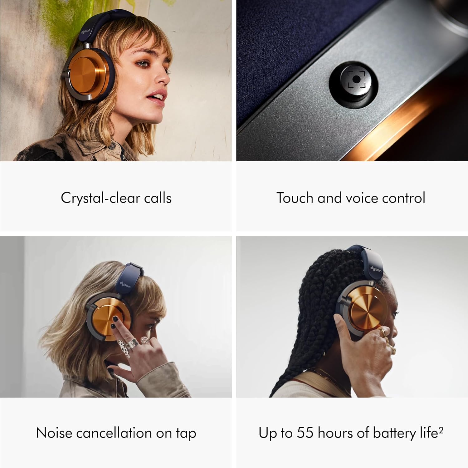 سماعات رأس لاسلكية Dyson OnTrac™ فوق الأذن - إلغاء الضوضاء النشط، عمر بطارية يصل إلى 55 ساعة (2)، قابلة للتخصيص، وضع الشفافية - نحاس CNC