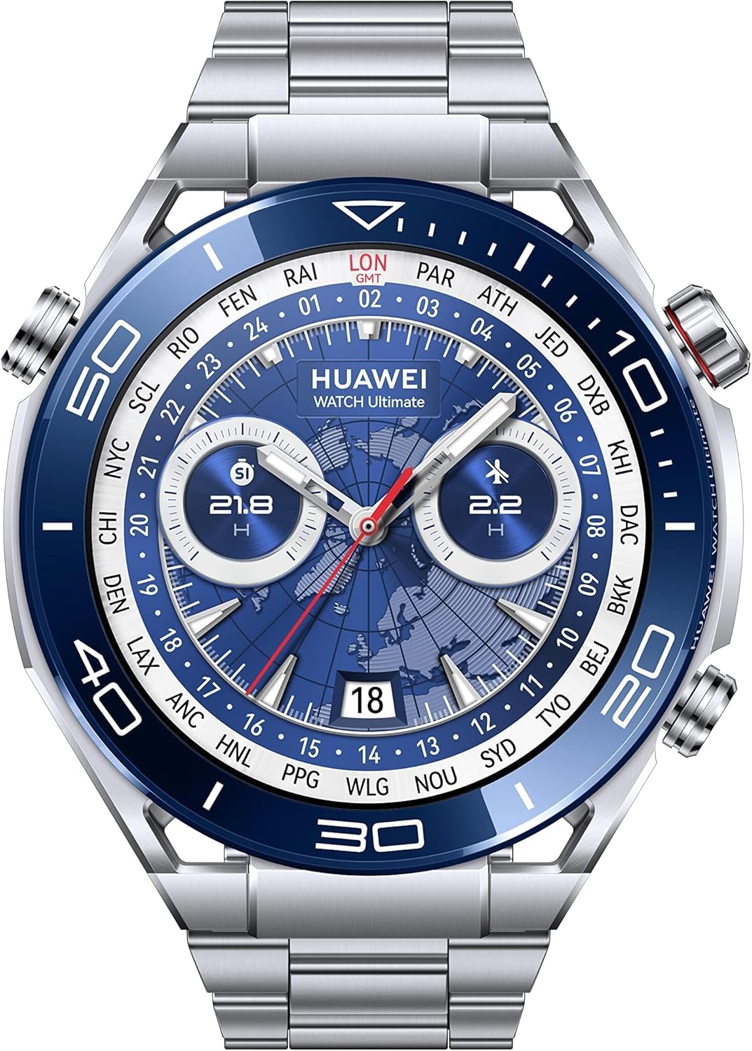 Huawei Watch Ultimate (48.5mm) GPS + BLUETOOTH Smartwatch (Voyage Blue) - International Version