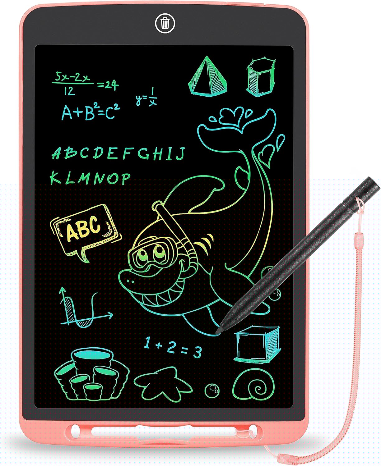 STREET WALK LCD Writing Tablet for Kids,12 Inch Colorful Educational Drawing Tablet, Erasable Reusable Electronic Writing Board, Toddler Doodle Board, Learning Toy Gift for Boys Girls Ages 3-8(Pink)