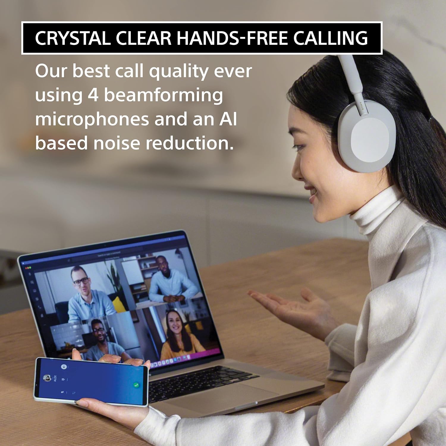 Sony WH-1000XM5 Wireless Industry Leading Noise Canceling Headphones with Auto Noise Canceling Optimizer, Crystal Clear Hands-Free Calling, and Alexa Voice Control, Silver