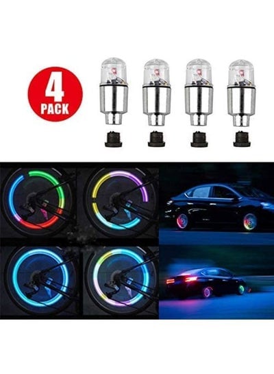 4 قطع مصابيح LED للعجلات - ساق صمام إطار الدراجة