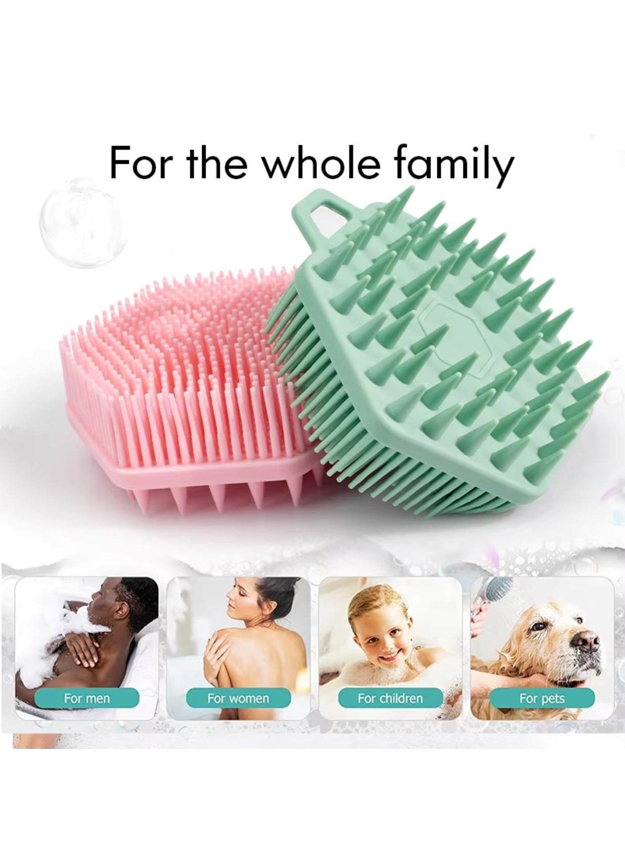 Silicone Double-Sided Shampoo and Shower Brush with Hanging Rope for Easy Drying, Soft Shower Brush, Household Silicone Shower Brush