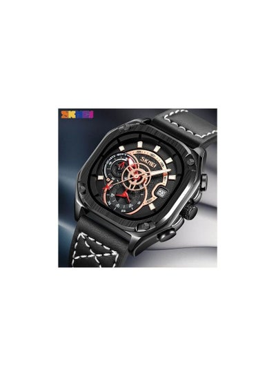 Skmei Men's Watches Leather Waterproof Quartz Watches Male Clock 9313