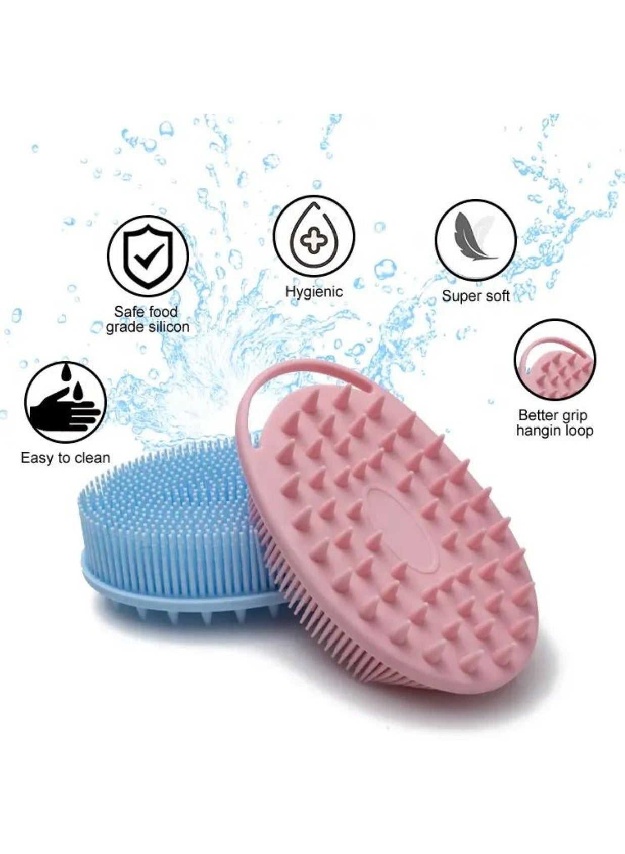Silicone Body Scrubber, Exfoliating brush, 2 in 1 Bath and Shampoo Brush, Scalp Massager, Lathers Well, Long Lasting, Easy to Clean,And More Hygienic Than Traditional Loofah