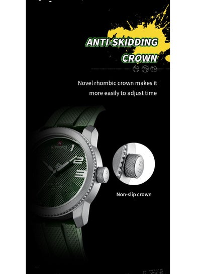 NAVIFORCE NF9202T سيليكون باند ساعة رياضية مقاومة للماء للرجال ساعة يد كوارتز عادية تصميم مقاوم للصدمات ساعة رجالية Relogio Masculino