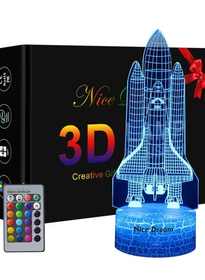 Rocket 3D Illusion Lamp Night Light for Kids,Rocket Toys for Boys,7 Years Boys Birthday Present, Boy Gift Age 10 9 8 7 6 5, Space Gift for Boys