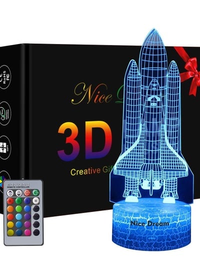 Rocket 3D Illusion Lamp Night Light for Kids,Rocket Toys for Boys,7 Years Boys Birthday Present, Boy Gift Age 10 9 8 7 6 5, Space Gift for Boys
