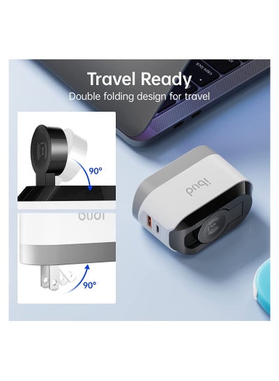 BUDI iPhone Fast Charger with Foldable Apple Watch Wireless Charging USB PD 38W Wall Charge Travel Charger for Apple Watch Block Wall Charger iPhone 13/12/Mini/12 Pro Max Phone AirPods, Apple Watch